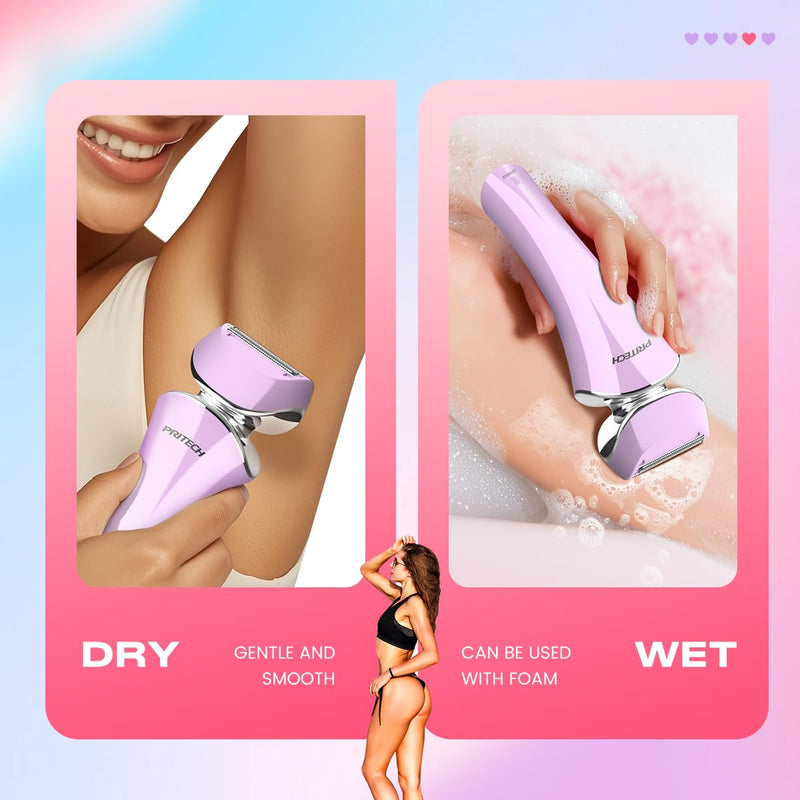 Electric Shaver for Women Rechargeable Wet Dry Electric Razor for Women, Waterproof Lady Shaver for Legs Arm Underarm Bikini Public Body Razor with One Extra Foil Blade Lilac