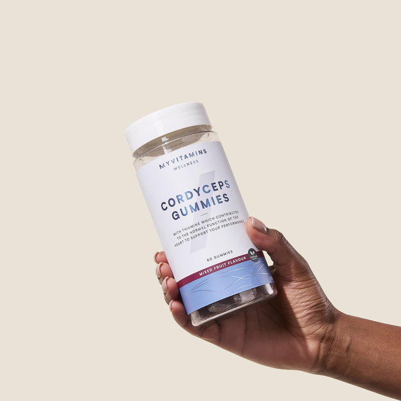 Myprotein Cordyceps Mushroom Gummies with 400mg Cordyceps Sinensis & Vitamin B1 for Energy, Endurance, Focus, and Heart Health in a Delicious Mixed Fruit Flavour - Vegan-Friendly 60 Chewable Gummies Cordyceps (Perform) - Mixed Fruit 60 count (Pack of 1)
