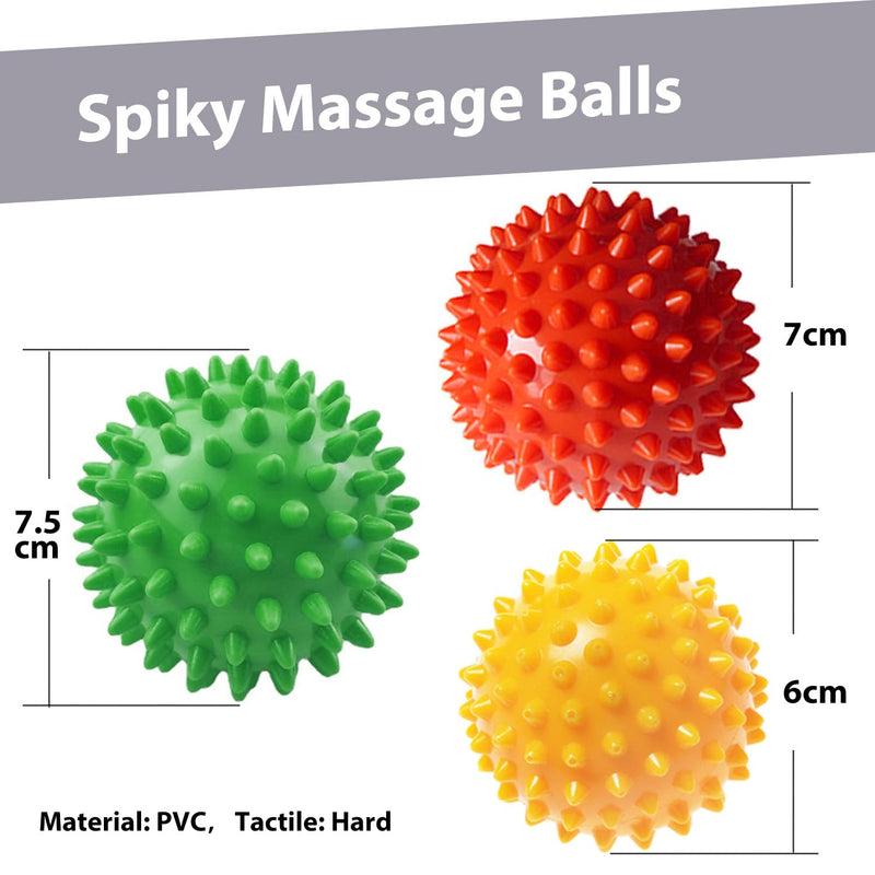 [Australia] - Massage Ball Set for Myofascial Trigger Point Release & Deep Tissue Massage, Kit of 7-3 Sizes Spiky Massage Balls, Peanut Ball, 1 Hand Roller Ball,1 Trigger Point Massager,1 Massage Lacrosse Ball 