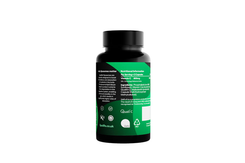 Liposomal Vitamin C Capsules, High Strength Vitamin C Supplement, Immune System & Collagen Support, Energy & Skin Health, Vegan Liposomal Vitamin C Using Quali-C, 30-60 Day Supply