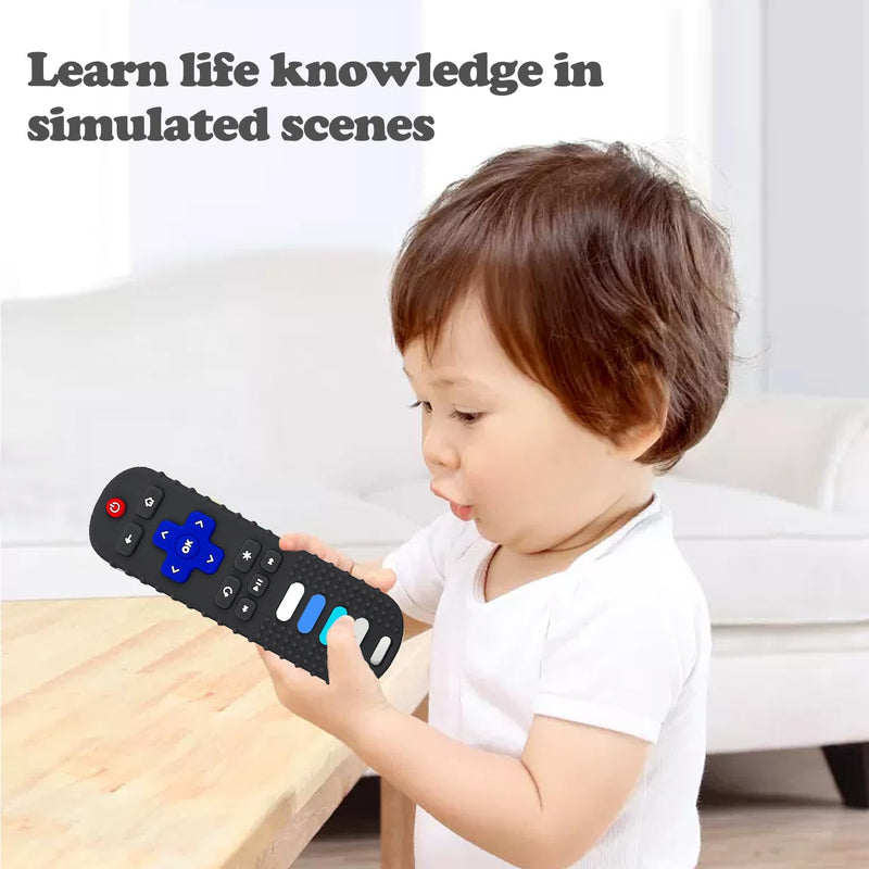 [Australia] - 2-Pack Baby Teething Toys-TV Remote Control Shape Silicone Infants Teething Toys for Babies 0-18 Months,BPA-Free (2packs-Black) 2packs-Black 