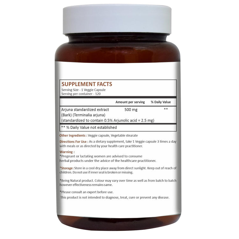 [Australia] - HERBAL HILLS Arjuna Capsules (Terminalia Arjuna) | 120 Count (500 mg) | Standardized Extract Wellness and Health Supplements with Arjuna Bark Extract 