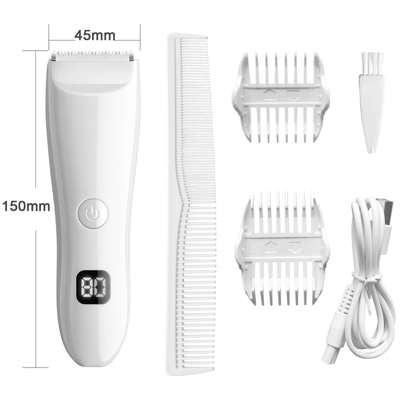 Bikini Trimmer for Women, Electric Razors for Pubic Legs Body Hair, Face Shaver Hair Trimmer Wet/Dry Body Shaver Groomer Replaceable Ceramic Blade Heads Waterproof Hair Removal, Gifts for Women White