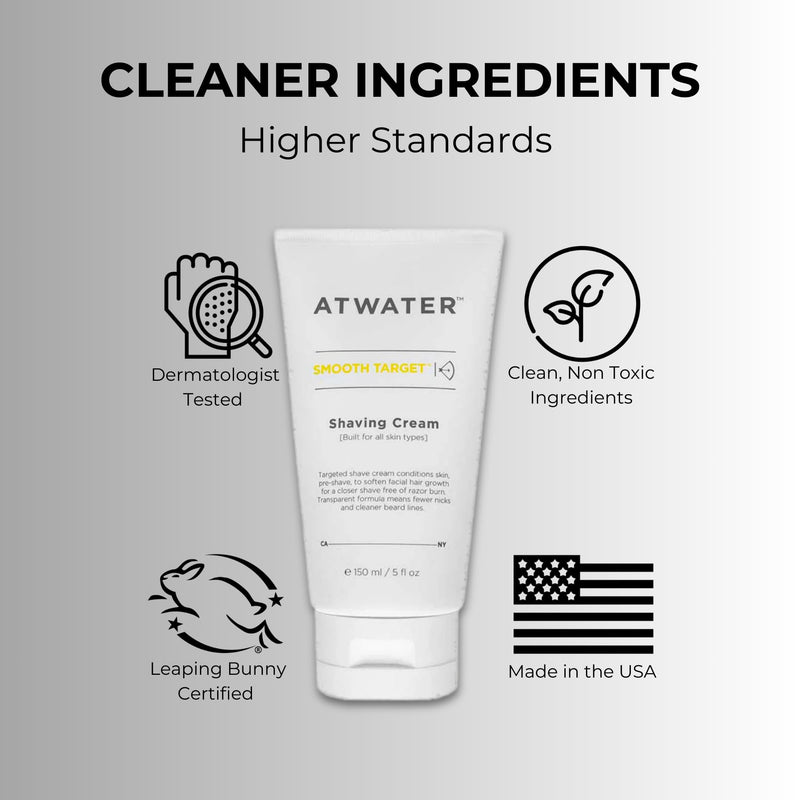 [Australia] - ATWATER Smooth Target Shaving Cream, Men's Pre-Shave and Shave Cream in One, Translucent Formula with Rosa Gallica Extract, Nick-Free Protection for Sensitive Skin - 5 oz 5 Ounce (Pack of 1) 