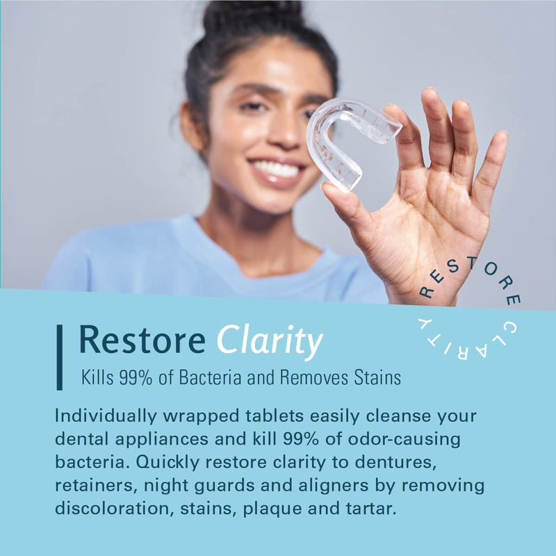 Denture Bath and Retainer Case & Retainer Denture & Dental Appliance Cleaner Tablets with Minty Fresh Flavor (8 Month Supply)
