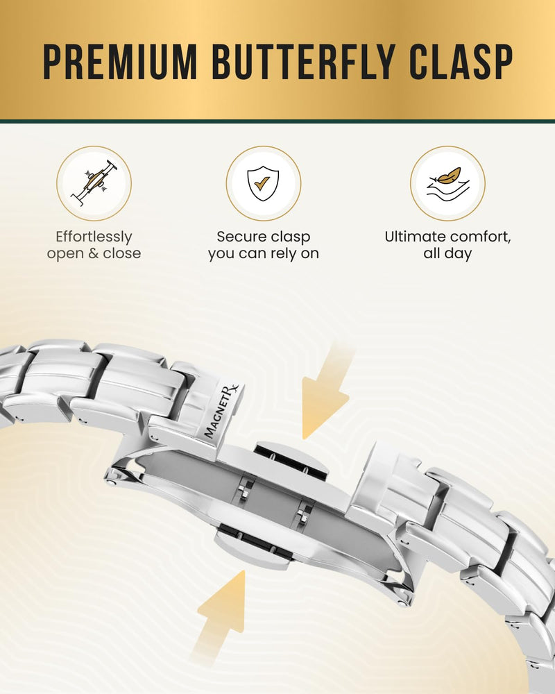 [Australia] - MagnetRX¬Æ Magnetic Bracelets for Women - EllipseMAX 5X Strength 5,000 Gauss Magnets - Designed in USA & PATENT PENDING - Premium Titanium Womens Magnetic Bracelet & Adjustable Length (Silver) Silver 5X Strength - EllipseMAX (5,000 Gauss) 