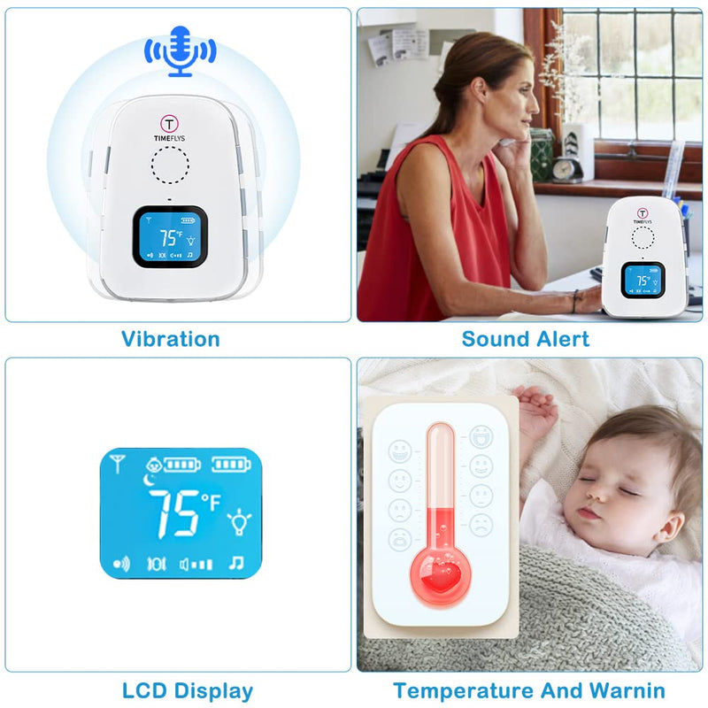 [Australia] - Audio Baby Monitor TimeFlys Twin Crown,Temperature Monitoring,Vibration,Lullabies,Rechargeable Battery,Talk Back Intercom,USB Connection,Zero Emission at Night Mode,Long Range up to 1000 ft 