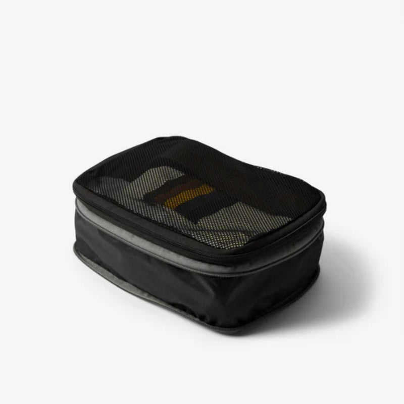 Halfday Modular Mesh Compression Packing Cubes Set (Medium + Large), Black | 2 Lightweight Ripstop Travel Organizers, Space-Saving Design, Durable & Easy-to-Clean, Mesh, Packs Down from 4.5” to 3”