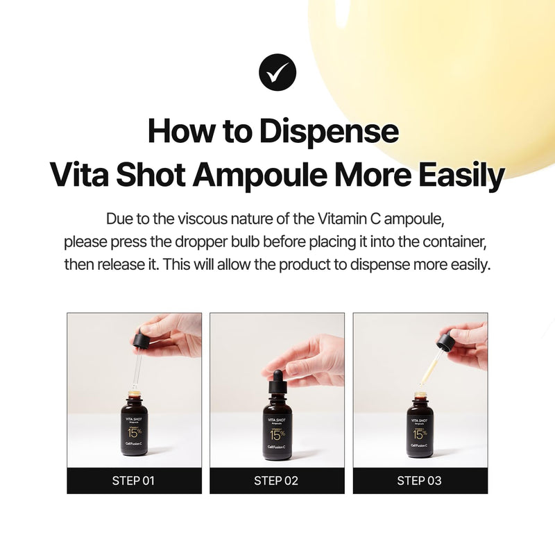 Cell Fusion C Toning C Vita Shot Ampoule, Brightening Vitamin C Serum for Face with Spicules, Zero Dark Spots & Glow Serum for Sensitive Skin, 20g / 0.7 oz.