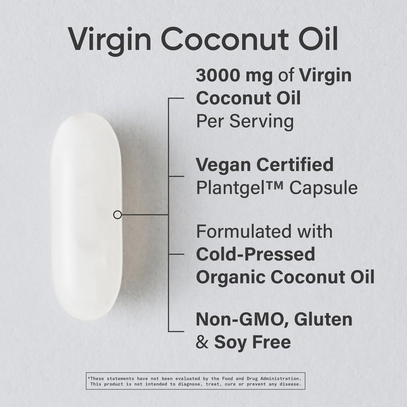 [Australia] - Extra Virgin Organic Coconut Oil Capsules | The Only Vegan Certified, Non-GMO Project Verified Coconut Capsule Available (120 Plant Gels) 