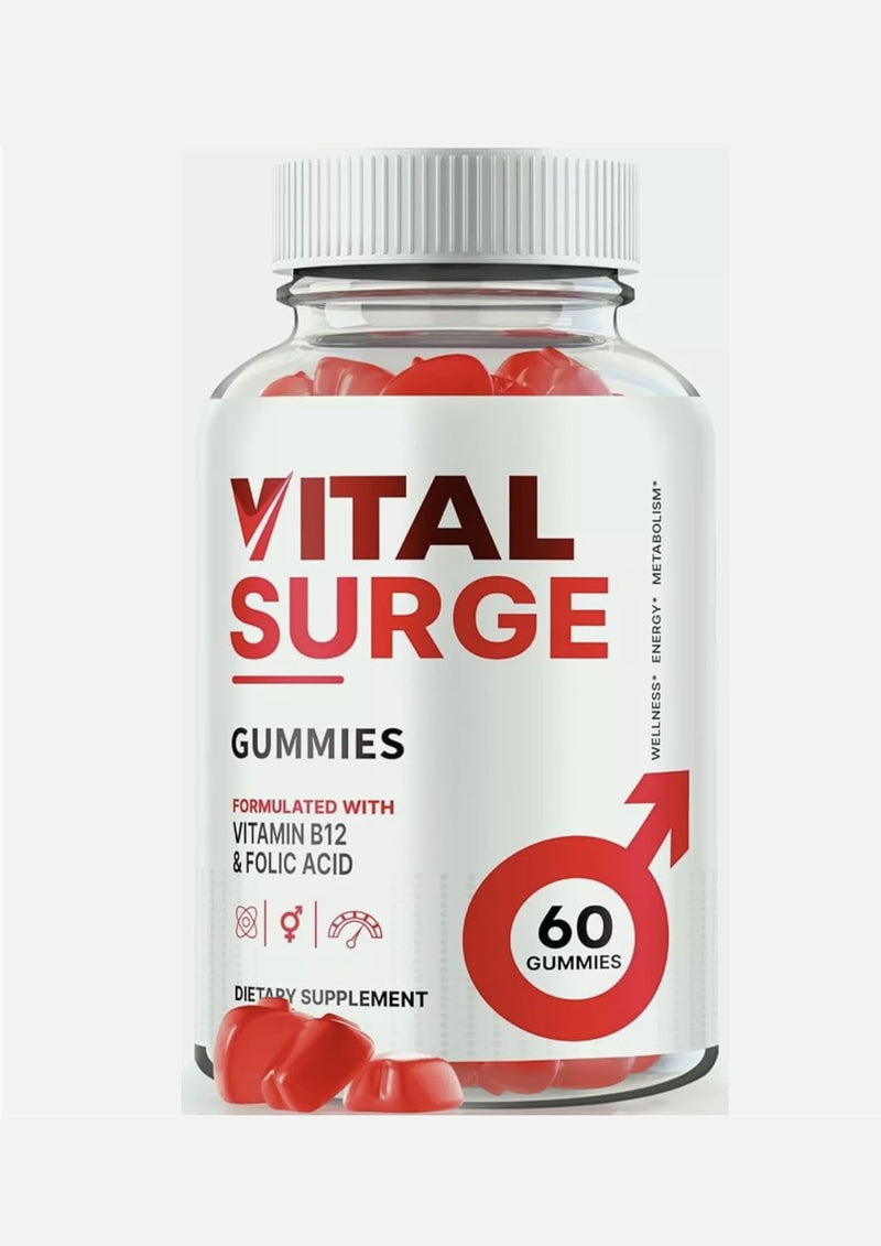 Vital Surge Testo Gummies for Men, Vital Sure Male Gummy + Powerful Natural Ingredients,Vitamin B6,B12 - New & Sealed - 60 Gummies/Fitness Hero Supplements