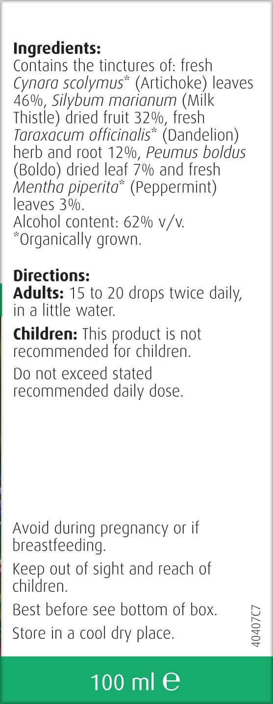 A.Vogel Milk Thistle Complex Drops 100 ml | Liquid Herbal Supplement with Milk Thistle + Artichoke, Dandelion, Peppermint & Boldo | Convenient Dropper for Daily Use 100 ml (Pack of 1)