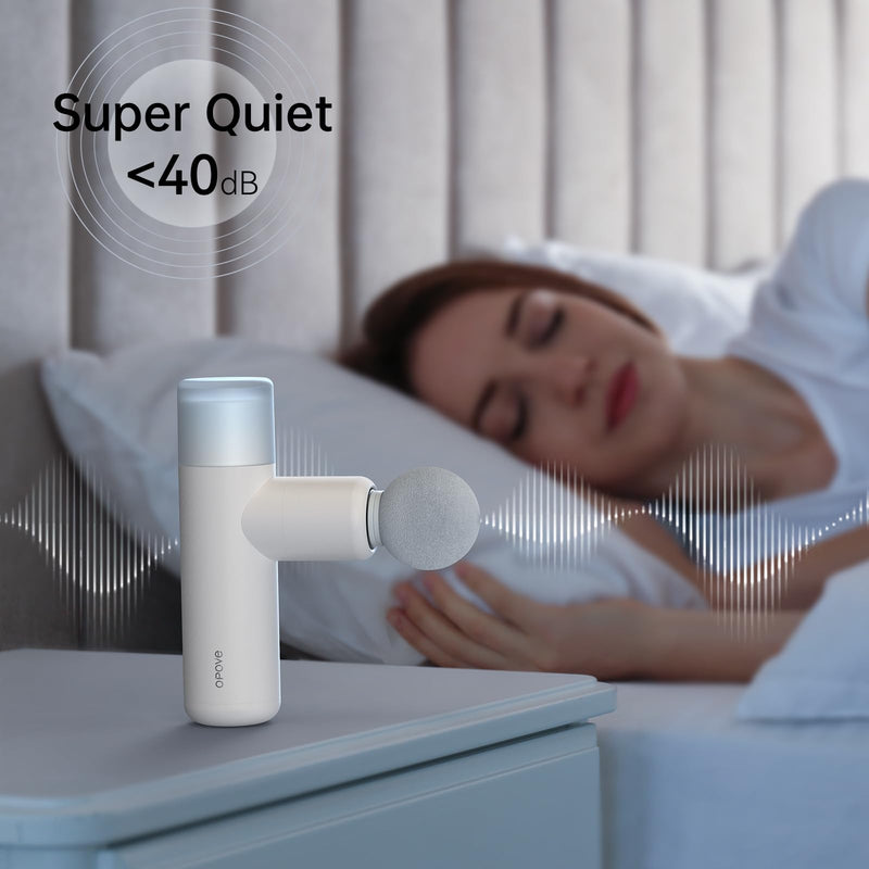 [Australia] - opove M3 Mini Massage Gun for Back Pain Relief, with Facial Mode, 7mm Amplitude, 4 Vibration Levels Ultralight Portable and Rechargeable Fascia Gun Active Recovery Women Presents White 
