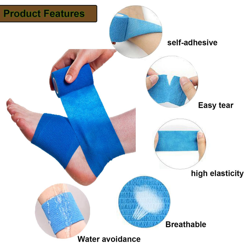 [Australia] - Self-adhesive bandage 12 rolls, 5 cm x 4.5 m plaster roll bandage material, elastic bandage bandage fixing bandage adhesive bandage self-adhesive for sports, wrist vet wrap cat dog horse (black) 12 rolls black 