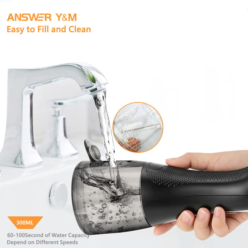 [Australia] - Oral Irrigator Test Winner 2024, Mouth Cleaner, 300ML Wireless Oral Irrigator for Removes Food Remains and Cleans Teeth, IPX7 Oral Irrigator Home & Travel for Braces and Bridge ASIN (Black) Black 