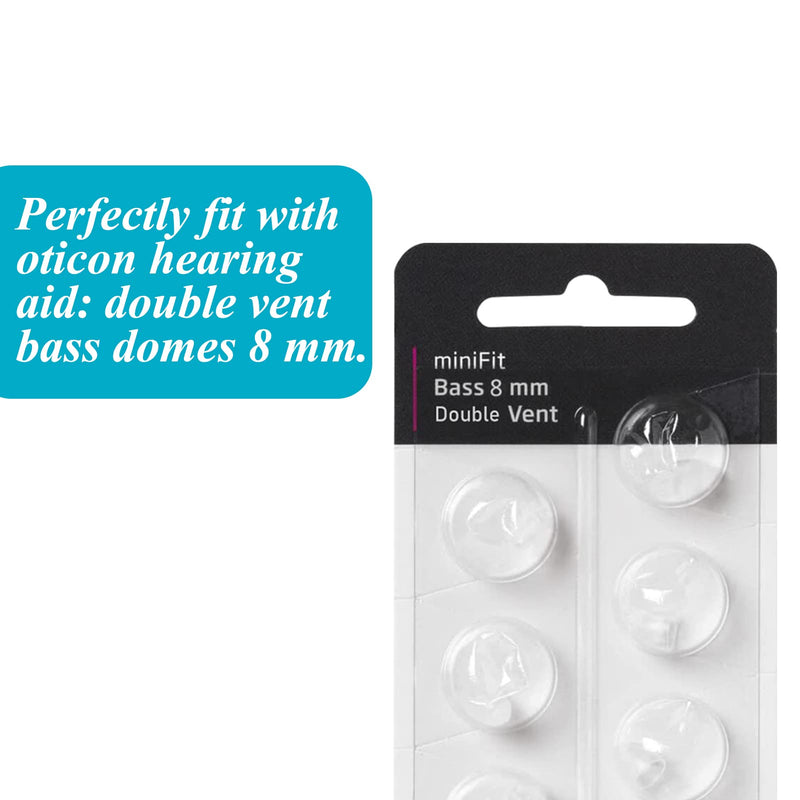 [Australia] - Hearing Aid Domes for Oticon Replacements, Oticon Minifit Double Vent Bass Domes (8 mm/2 Packs）, Universal Domes for Oticon Hearing Aid Supplies. 8MM DOUBLE VENT 