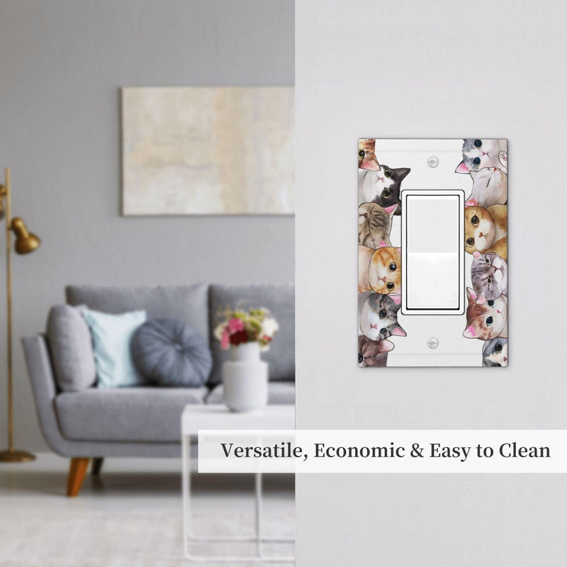 [Australia] - Decorative Outlet Wall Plate Lovely Kitten Cats 1 Gang Rocker Decorative Switchplate Faceplate Gfci Light Switch Covers for Farmhouse Home Decor 1-Gang Rocker /5 x 3 IN 
