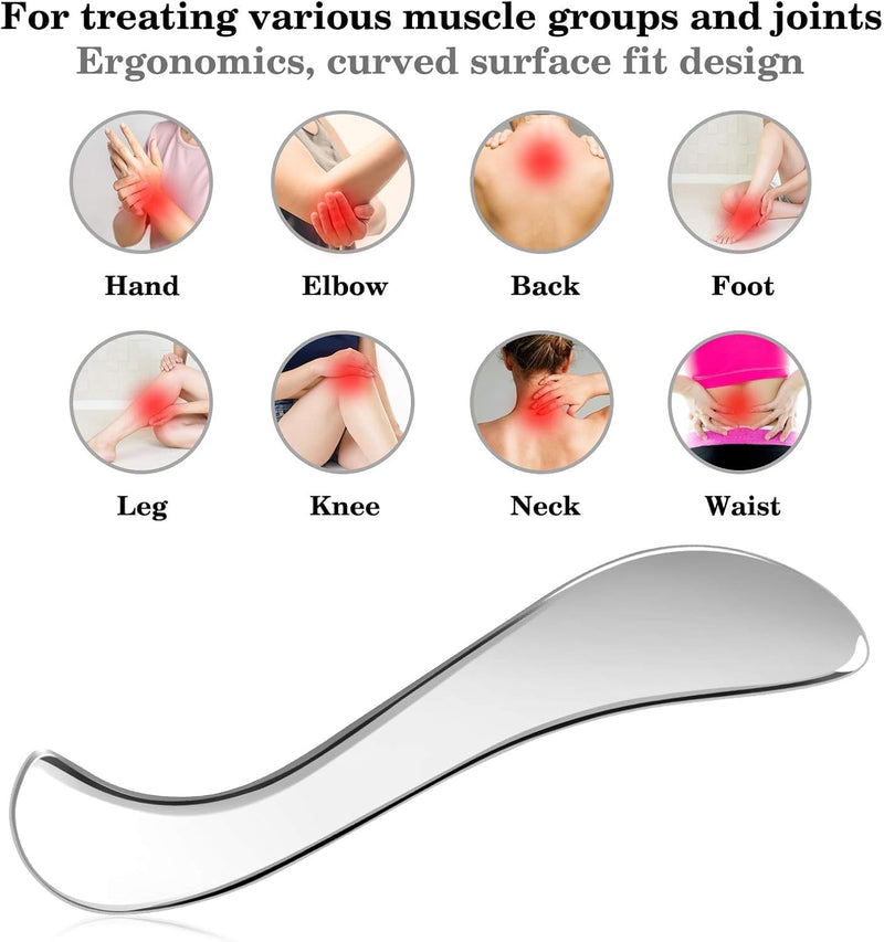 [Australia] - 3 in 1 Guasha Massage Tool, Grade Stainless Steel Scraping Tool for Soft Tissue Upgrade Physical Therapy Stuff,Used for Back, Legs, Arms,Neck,Shoulder, Gua sha Tool… (Square+S-Shape+D-Shape) Square+S-shape+D-shape 