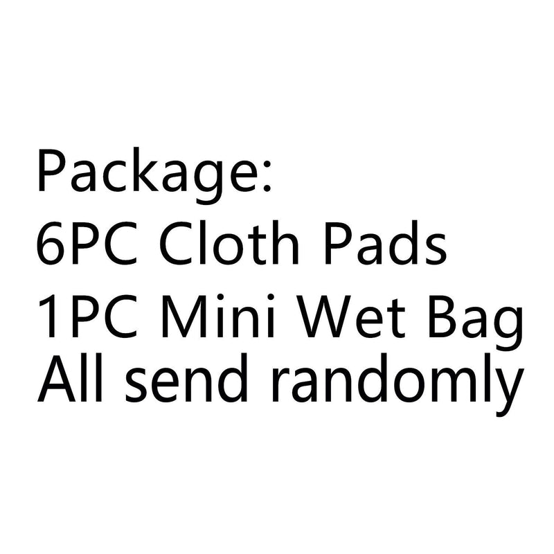 [Australia] - 7pcs/Set Including 1pc Mini Wet Bag +6pcs Bamboo Charcoal Cloth Menstrual Pads/Reusable Sanitary Pads/Mama Panty Liners (All Randomly Prints) 7 Pieces Set 1 7 Piece Set 