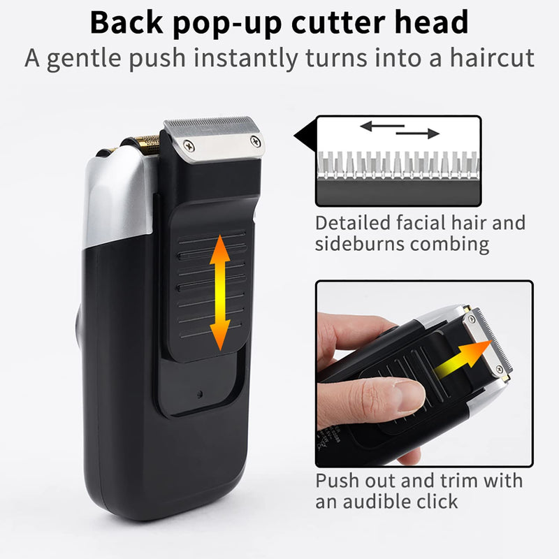 [Australia] - DSP® Electric Razor for Men Bald Shavers for Men 2 in 1 Double Shaver for Men with 2 Foil Head Rechargeable Barber Shaver with Precision Trimmer 3-Speed Shaver with LED Digital Display (Black) Shaver with LED Display 