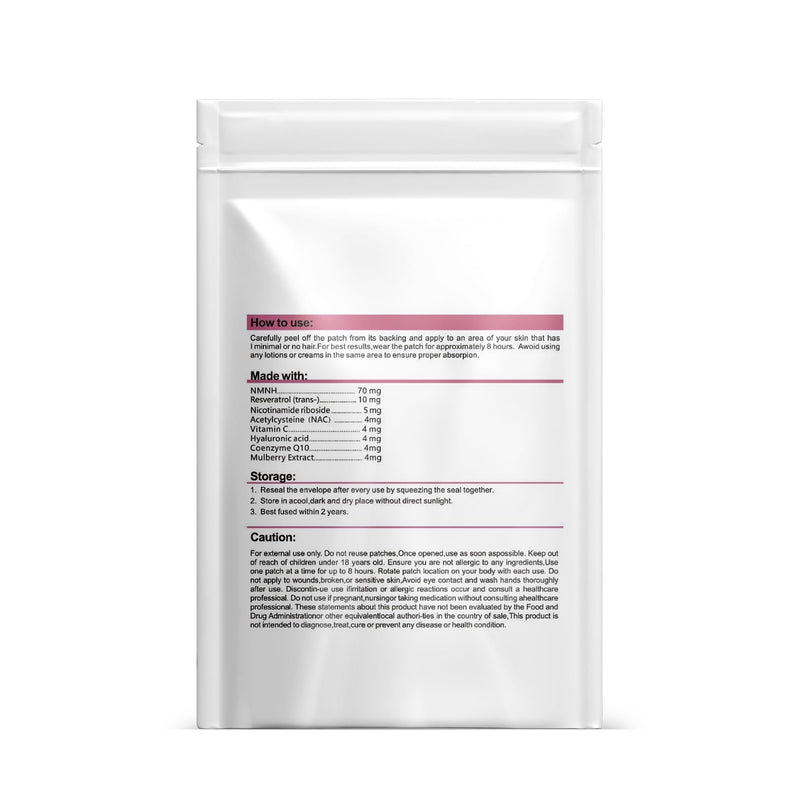 NAD+ Patches – 30-Day Supply Transdermal Wellness Patches with NMN Resveratrol NR Vitamin C CoQ10 & Hyaluronic Acid Clean Energy & Vitality Support Vegan Easy Wear Skin
