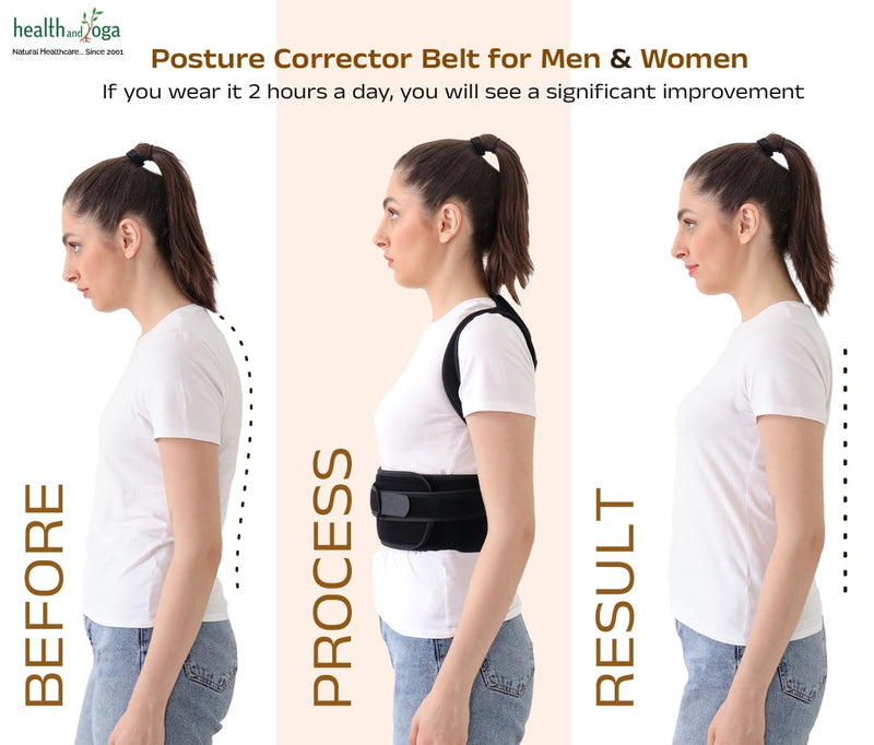 HealthAndYoga™ Posture Corrector Belt for Men and Women – Improved Posture Support Brace with Padded Cervical Support Guide, Fully Adjustable Shoulder Straps and – Improved Gait and Back Pain Relief (SPL) SPL
