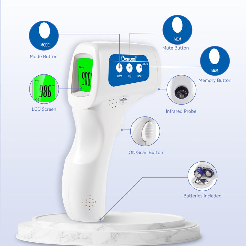 [Australia] - Berrcom Non Contact Forehead Thermometer Digital No-Touch Infrared Thermometer 3 in 1 for Adults and Kids Fever Check Thermometer Temperature Gun for Baby JXB-178-FBA 