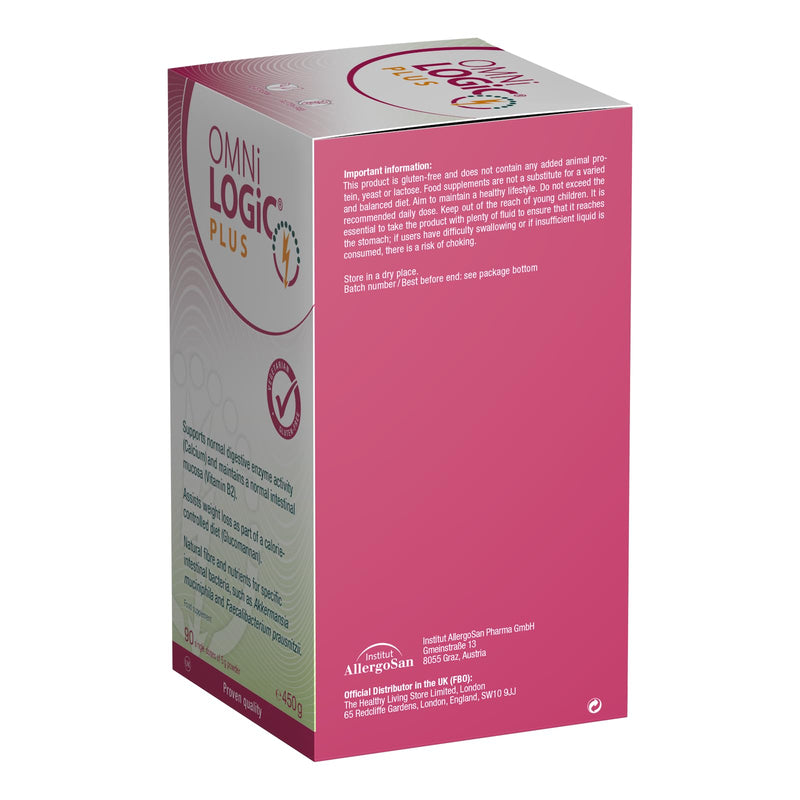 OMNi LOGiC Plus | Dietary Fibre | with Glucomannan, Vitamin B2, Vitamin D3 and Calcium | Vegetarian | Gluten-Free | Powder | 450 g