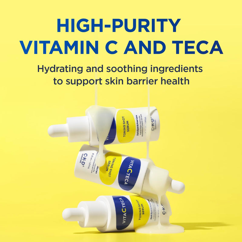 CKD Vita C TECA Toning Shot Serum – Vitamin C & TECA Face Serum for Brighter-Looking Skin, Hydrating Facial Serum for Radiant Complexion, Korean Skincare, 1.01 fl oz 1.01 Fl Oz (Pack of 1)