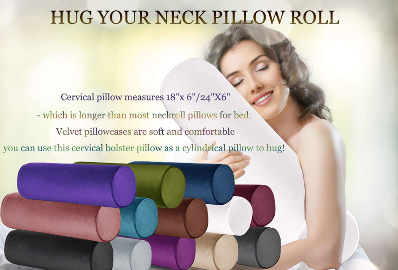 [Australia] - Tinbolunce Memory Foam Roll Pillow for Knee/Leg/Neck - Full Moon Bolster/Round Cylinder Pillow for Sleeping on Side or Back - Removable Cooling Cover Length 18" x 6" Diameter (Navy Blue) Navy Blue 18X6 