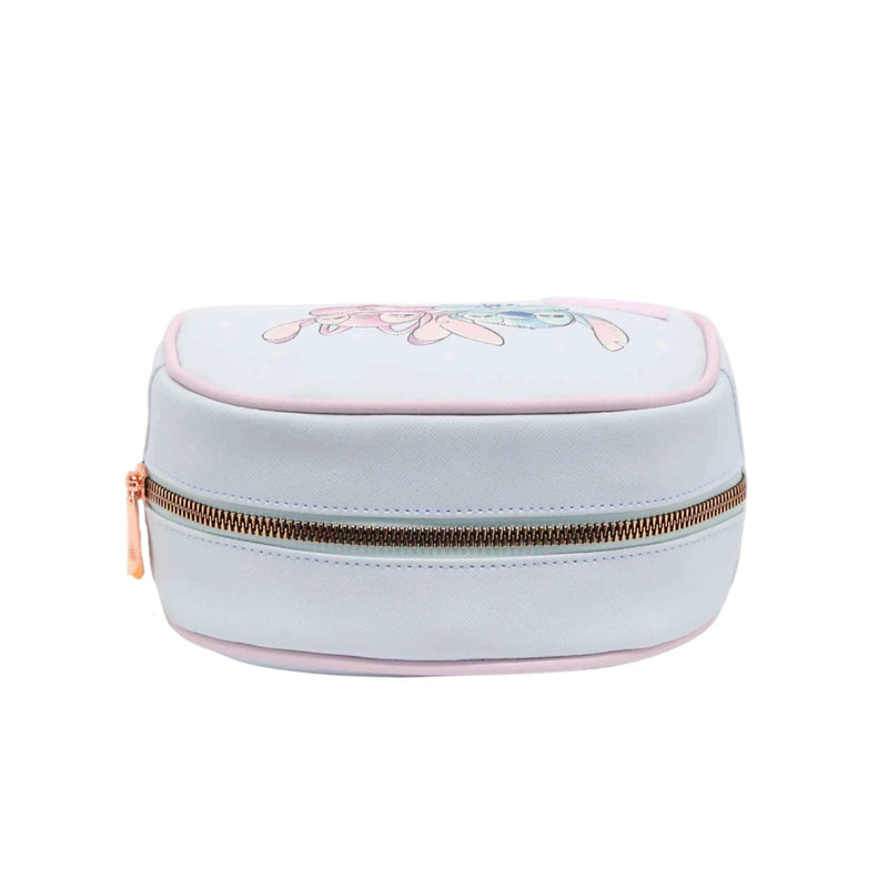 Impressions Vanity Sleepy Stitch LED Compact Mirror and Stitch Love Bugs Cosmetic Pouch Set, Travel Makeup Bag with Rose Gold Hardware and Lighted Mirror with 3X Magnified and Adjustable Brightness