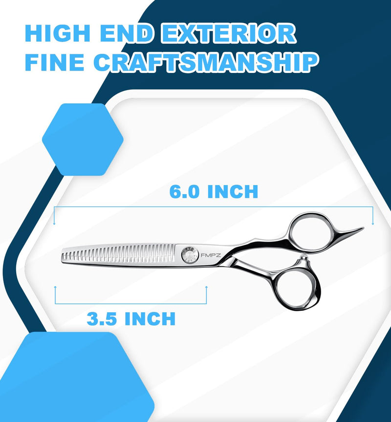 Professional Hair Thinning Shears Hair Cutting Texturizing Teeth Scissors - 6" Right Hand HIGH-END Extremely Sharp Scissors 440C Stainless Steel for Salon Home Stylists 6.0” Professional Thinning Shears 6 inches