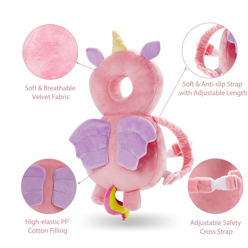 [Australia] - Baby Head Protector Pad Safety Pad for Walking & Crawling, Toddlers Head Safety Adjustable Back-Pack,Pink Unicorn (US) Pink Unicorn 