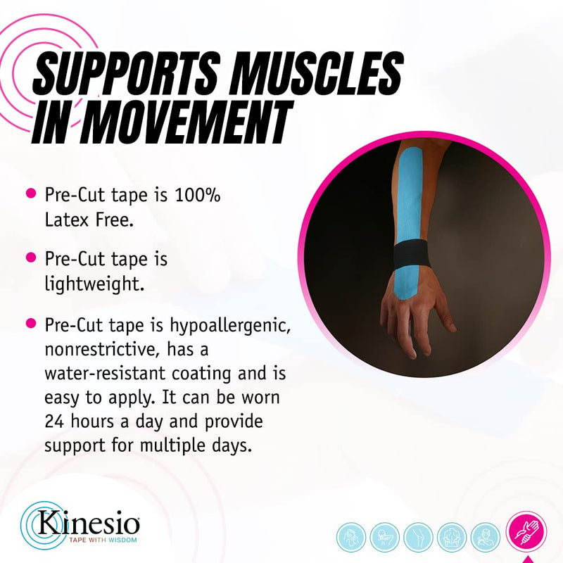 [Australia] - Kinesio Tape - Pre-Cut Wrist Support - Optimized Athletic Tape Strips 