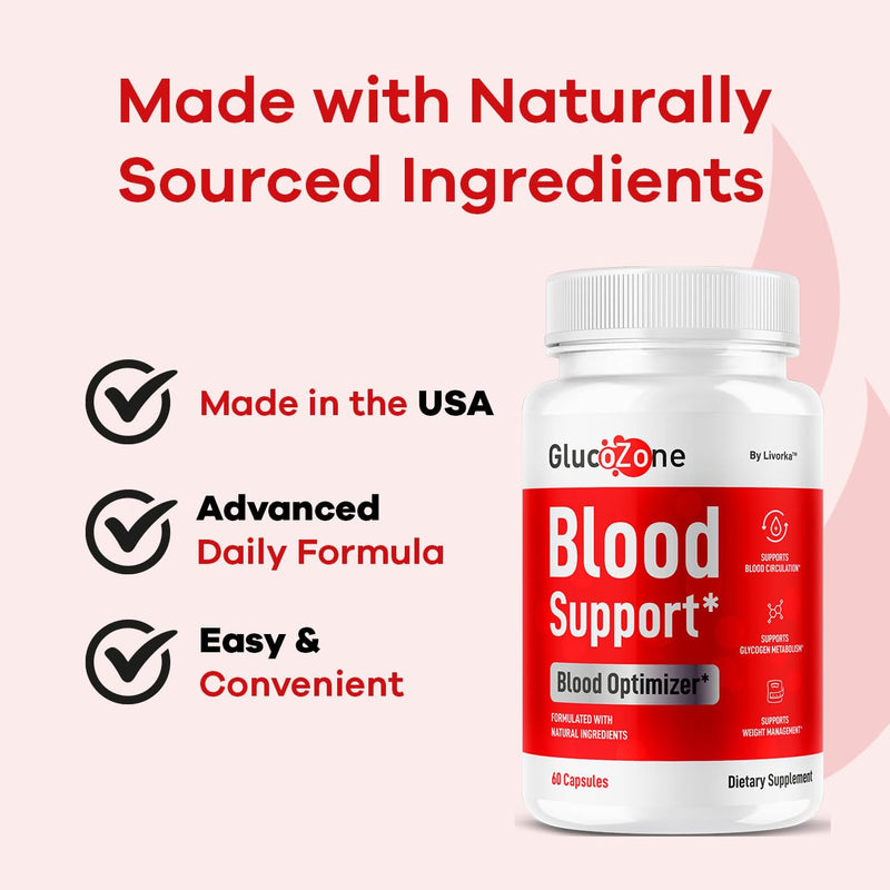 GlucoZone Blood Support - GlucoZone Capsules Support Optimizer Supplement All Natural Advanced Formula, Pills Premium Vitamins for Health & Wellness, 60 Capsules for 1 Month