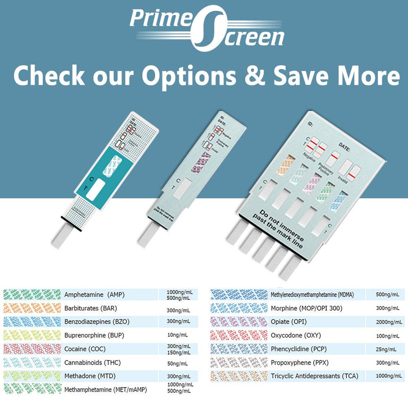 [Australia] - Prime Screen [25 Pack] 6 Panel Urine Drug Test Kit (THC-Marijuana, BZO-Benzos, MET-Meth, OPI, AMP, COC), WDOA-264 