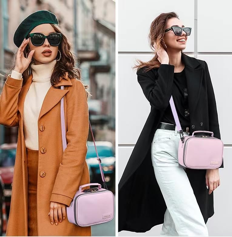 Gosstek Pink Leather Smell Proof Carrier Bag with 10 Accessories, Premium Organizers Box Case with Combination Lock and Great Gift for Women, Childproof Organization Container Pouch 9 X 6 X 4 Inches.