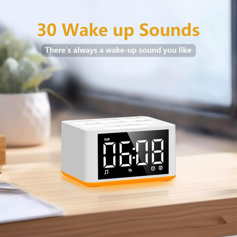 [Australia] - 【3 in 1】 Small Sound Machine Alarm Clock Night Light White Noise Machine 27 Sleeping Sounds for Adults Kids Precise 32 Level Volume Sleep Timer Memory Function Digital Clock with 30 Wake Up Sounds 