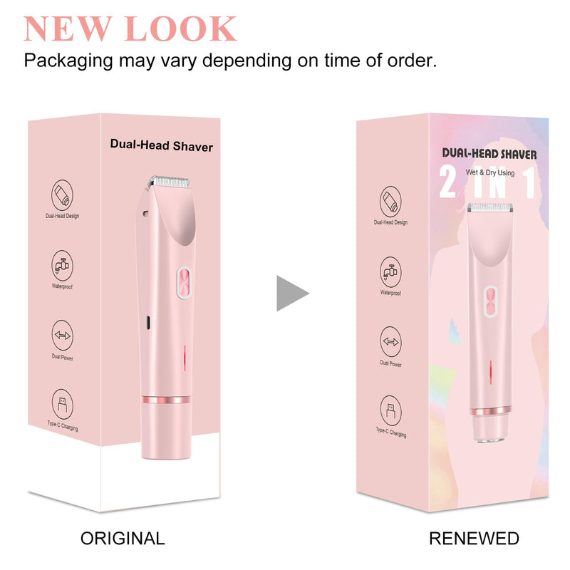 [Australia] - 2026 New Bikini Trimmer for Women,Dermave Bikini Shaver,2-in-1 Electric Razors for Women(Pink) Pink 