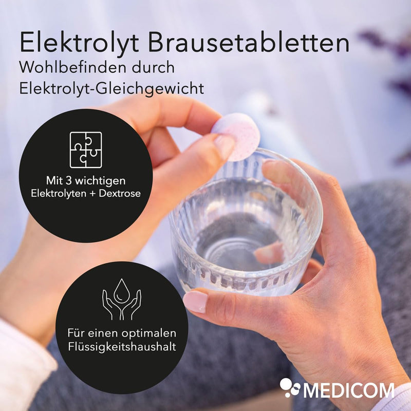 [Australia] - Medicom - Electrolyte effervescent tablets, electrolytes and carbohydrates for endurance, sodium, potassium, chloride, dextrose, berry flavor, hydration, vegan - 12 effervescent tablets 