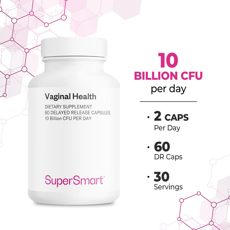 Supersmart - Vaginal Health - Prebiotic & Probiotic (with Lactobacillus Acidophilus) - Intimate Hygiene & Flora for Women | Non-GMO & Gluten Free - 60 DR Capsules