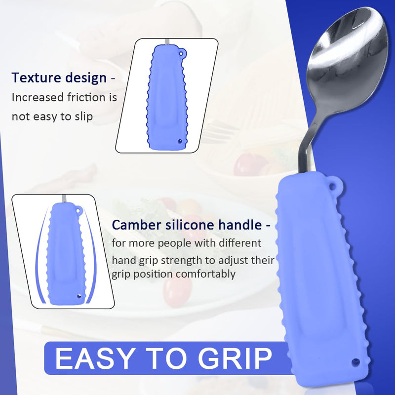 [Australia] - Adaptive Weighted Silverware Utensils Angled Spoon for Hand Tremors Parkinsons,Weighted Utensils with Non-Slip Easy Grip Handles for Independent Eating(Left Hand,Purple,Pack of 1) Spoon-L 