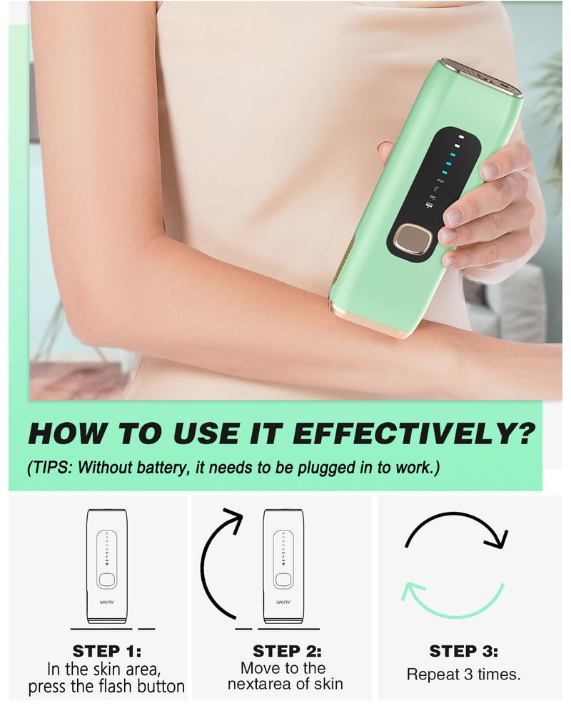 [Australia] - IPL Laser Hair Removal Device for Women Men at Home, Upgraded to 999,900 Flashes Permanent for Facial Legs Arms Bikini Line Whole Body Treatment Green 