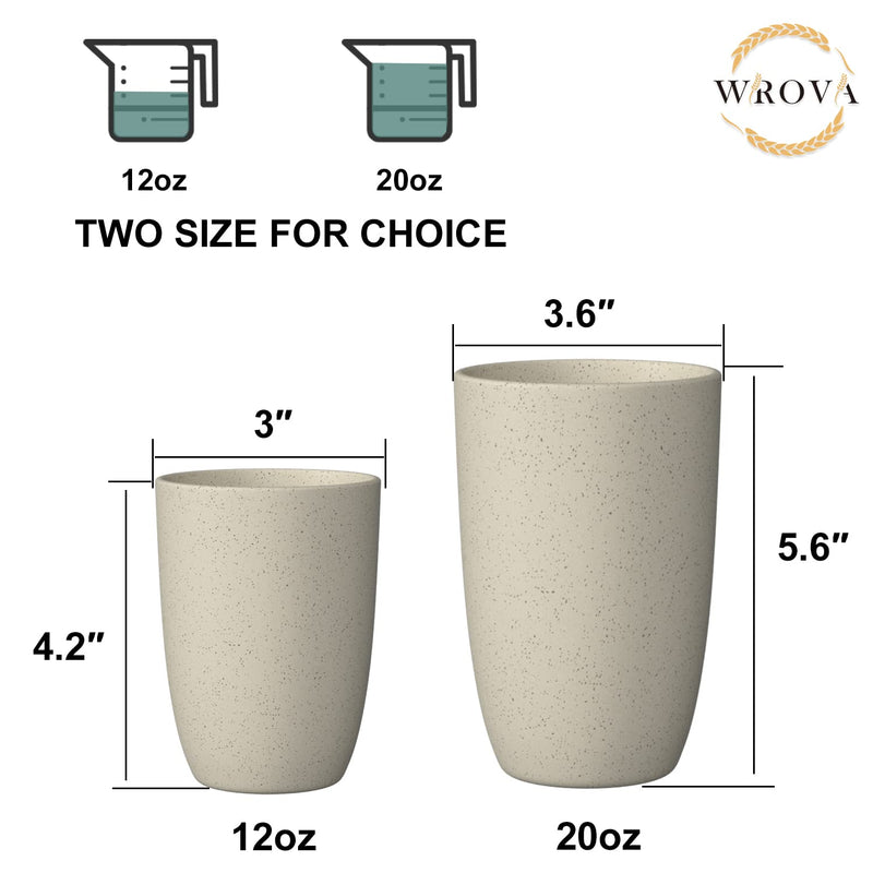 [Australia] - Wheat Straw Cups 6 PCS Good Alternative to Plastic Reusable Cups 12 oz Unbreakable Drinking Cup Reusable Dishwasher Safe Water Plastic Glasses with 6 Colors 12 Ounces Orange,Light Blue,Yellow,Beige,Green,Navy Blue 