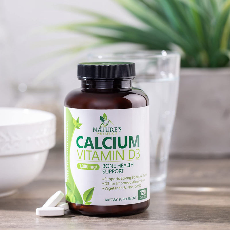 [Australia] - Calcium 1200 mg Plus Vitamin D3, Bone Health & Immune Support - Nature's Calcium Supplement with Extra Strength Vitamin D for Extra Strength Carbonate Absorption Dietary Supplement - 120 Tablets 120 Count (Pack of 1) 