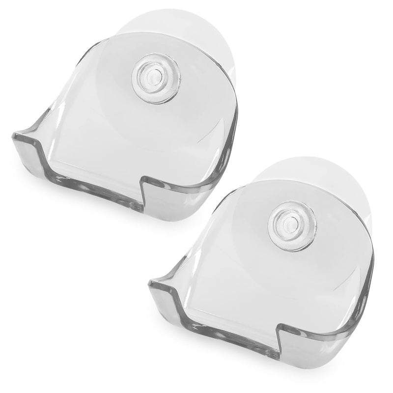[Australia] - kwmobile 2x suction cup holder for razors - for glass and tiles - wet razor suction cup holder set - wall hooks in transparent 