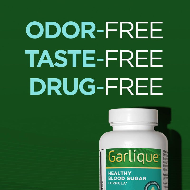 [Australia] - Garlique Garlic Extract Supplement, Healthy Blood Sugar Formula, 6000 mcg allicin, Odorless & Vegan, 60 Caplets 