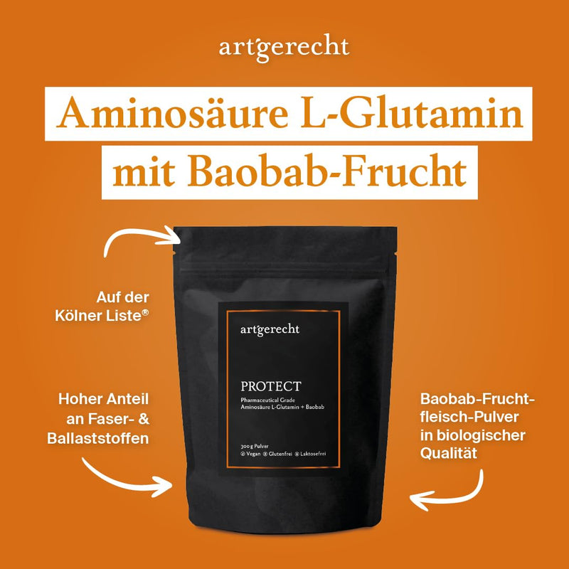 [Australia] - Species-appropriate PROTECT - High-quality L-glutamine with baobab | Supports intestinal health & regeneration | Vegan, gluten-free and taste-neutral | For optimal digestion and immune system 