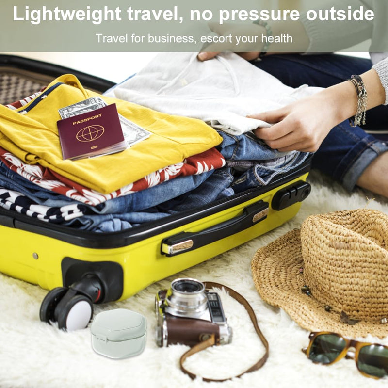 [Australia] - GmeDhc Braces box with strainer, portable denture box cover, invisible braces storage box, triple hollow drain, denture box, for holder, cleaning box light green 