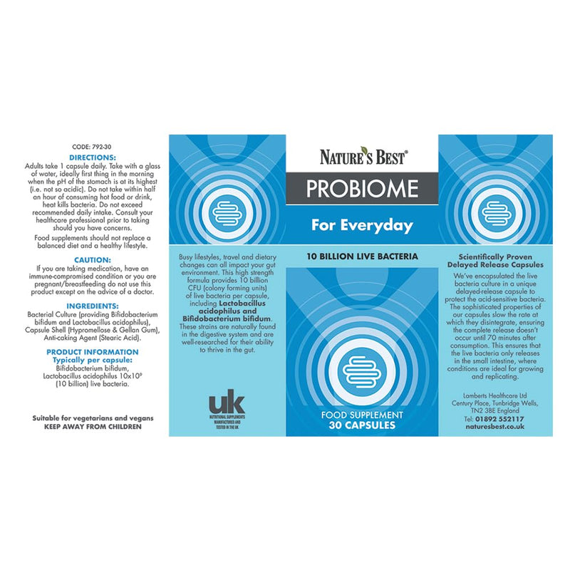Nature’s Best ProBiome Everyday - 10 Billion Live Bacteria - Delayed Release Capsules - 30 Capsules (1 Month Supply) 30 count (Pack of 1)
